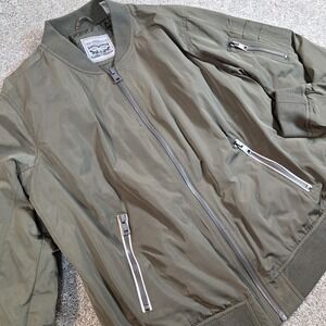 Levis Flight Bomber Jacket Mens 3XL Olive Green Full Zip Utility Pockets Zip
